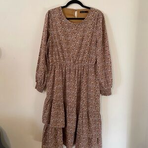 Mikarose Tiered Brown Floral Dress